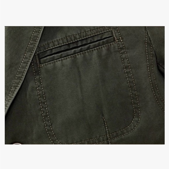 BNWT! CHOUYATOU, Men's Casual 3 Button Stripe Lined Cotton Twill Suit Jacket, 😻💚 - Picture 6 of 8